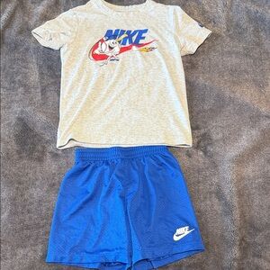 Nike Graphic Tee and Blue Shorts Set